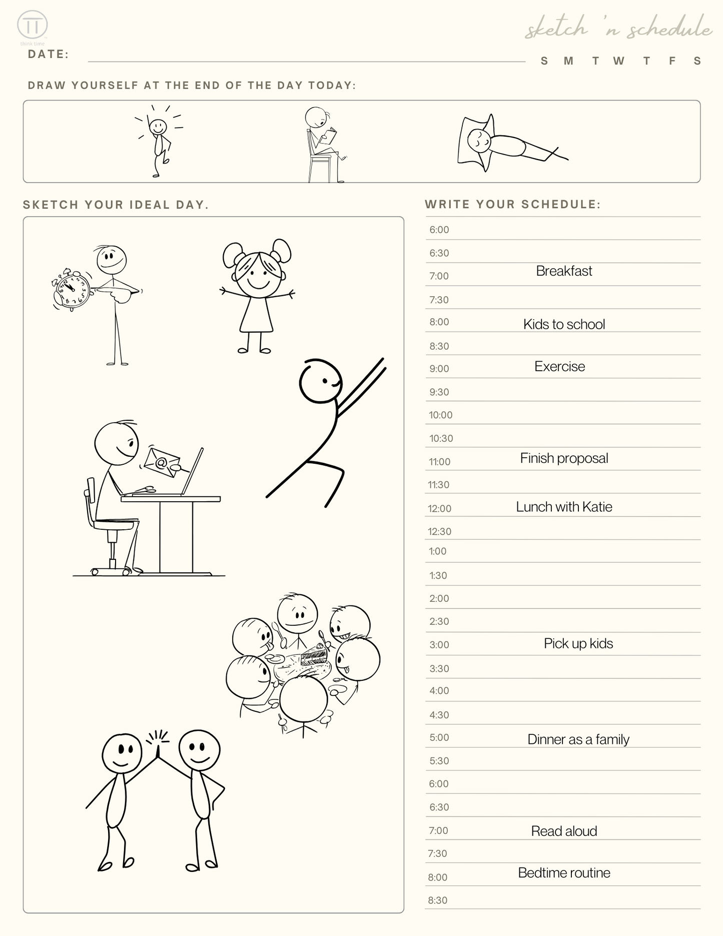Sketch n Schedule Daily Think Sheets BETA