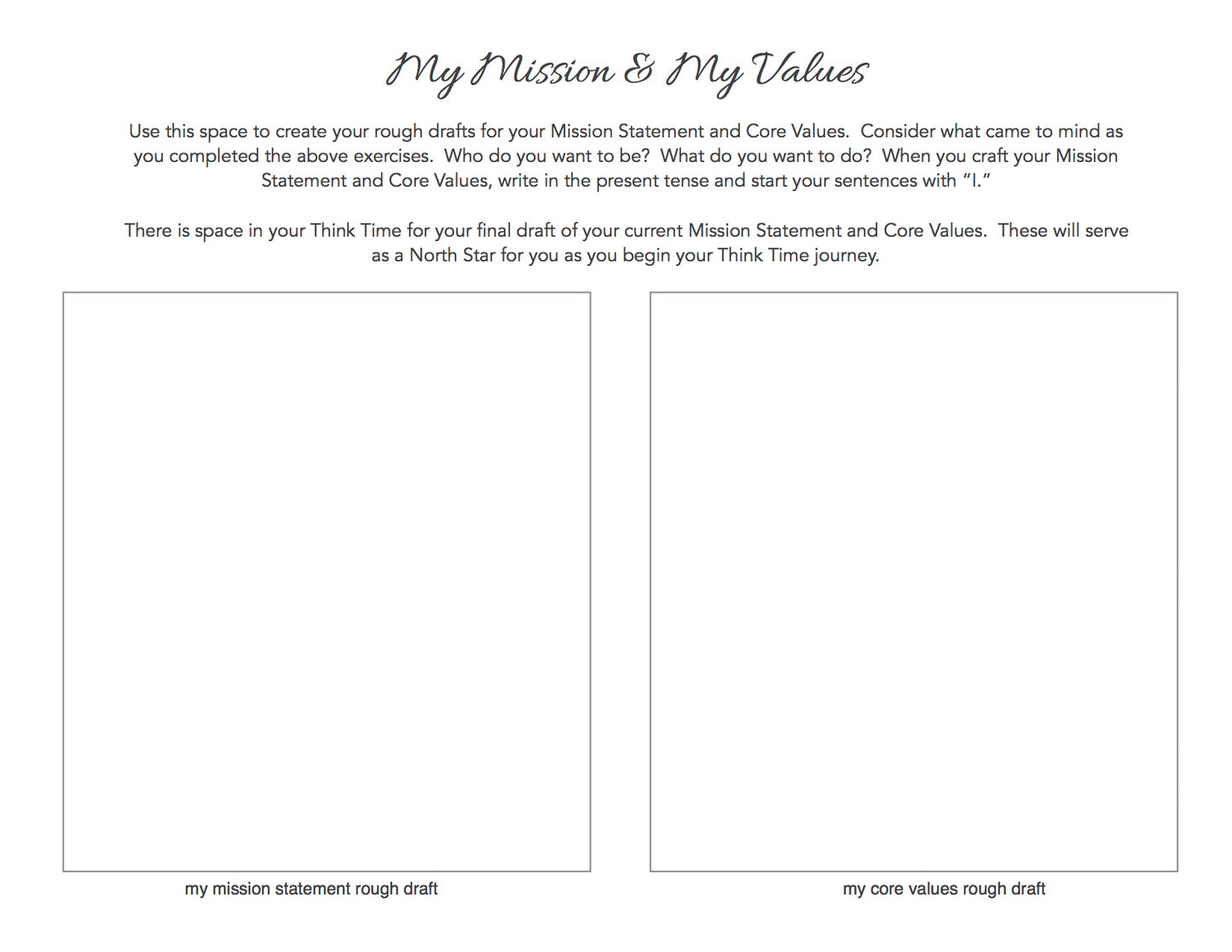 My Mission Statement and Core Values Worksheets (Download)